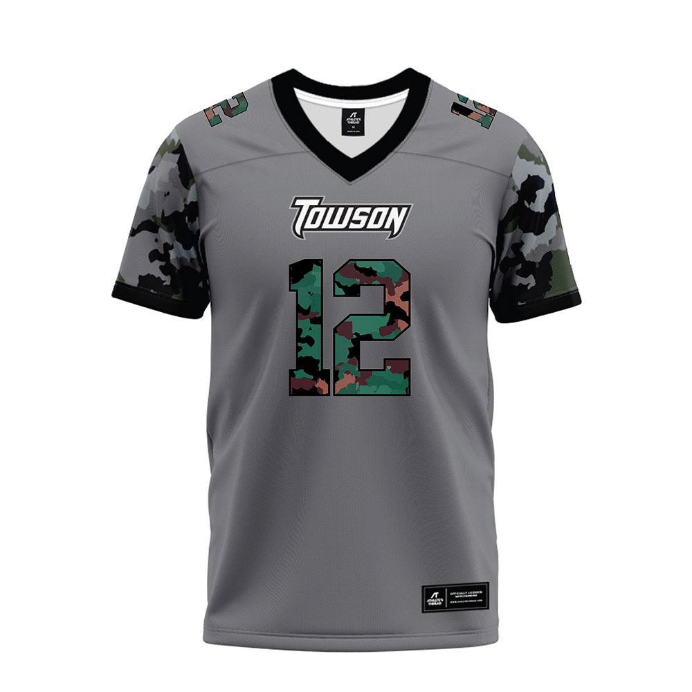 Towson - NCAA Football : Xavier Terry - Dark Grey Premium Football Jersey-0