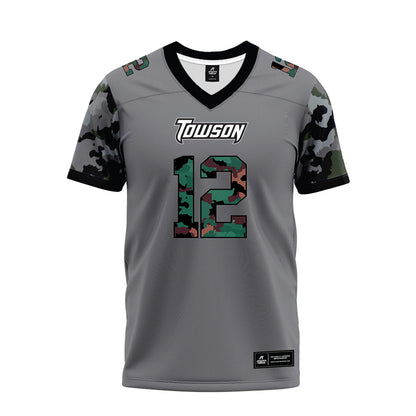 Towson - NCAA Football : Xavier Terry - Dark Grey Premium Football Jersey-0