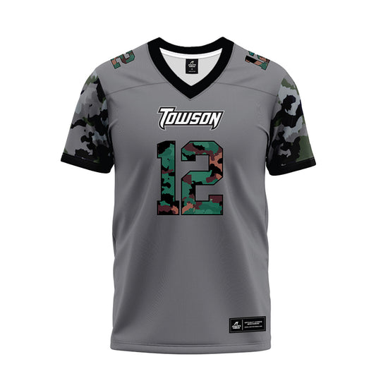 Towson - NCAA Football : Xavier Terry - Dark Grey Premium Football Jersey-0