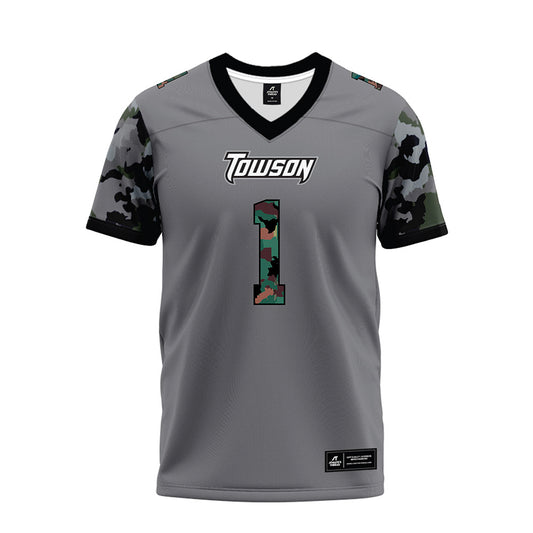 Towson - NCAA Football : Myles Brodie - Dark Grey Premium Football Jersey-0