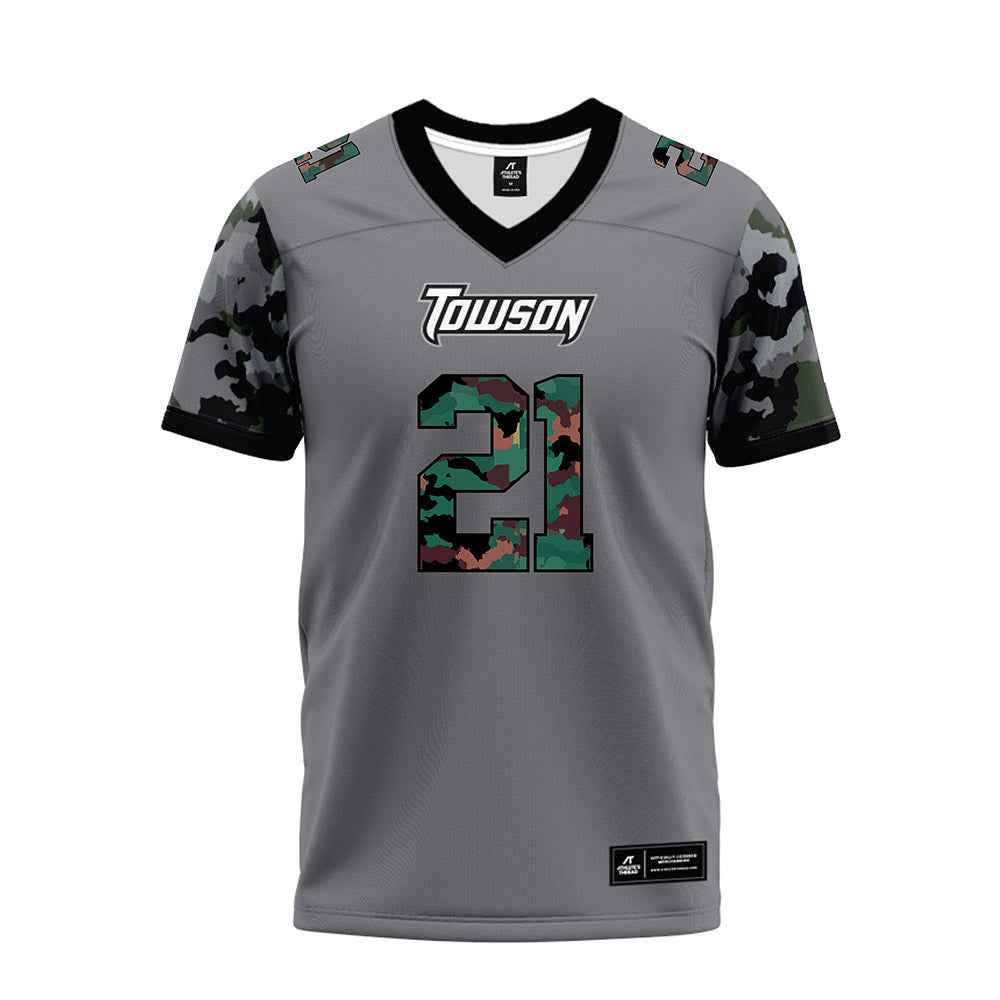 Towson - NCAA Football : Kyron Grayson - Dark Grey Premium Football Jersey-0