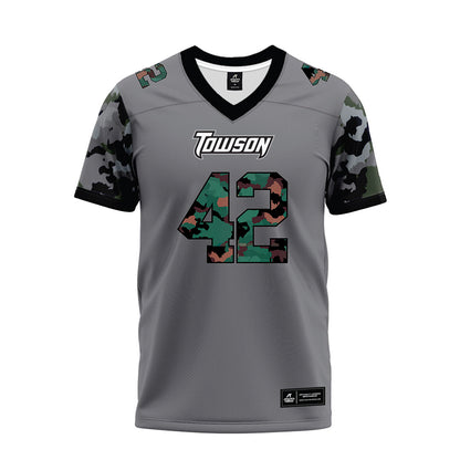 Towson - NCAA Football : Max Groslinger - Dark Grey Premium Football Jersey-0