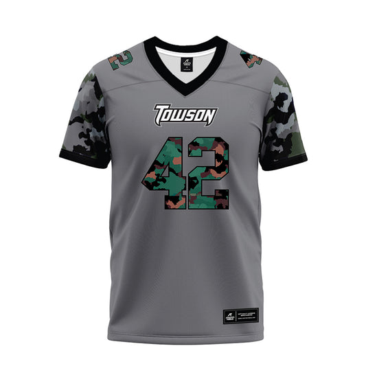 Towson - NCAA Football : Max Groslinger - Dark Grey Premium Football Jersey-0