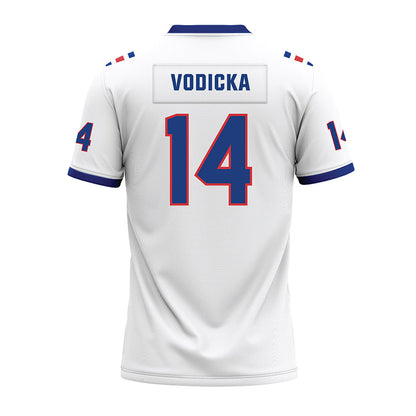 LA Tech - NCAA Football : Brady Vodicka - White Premium Football Jersey-1