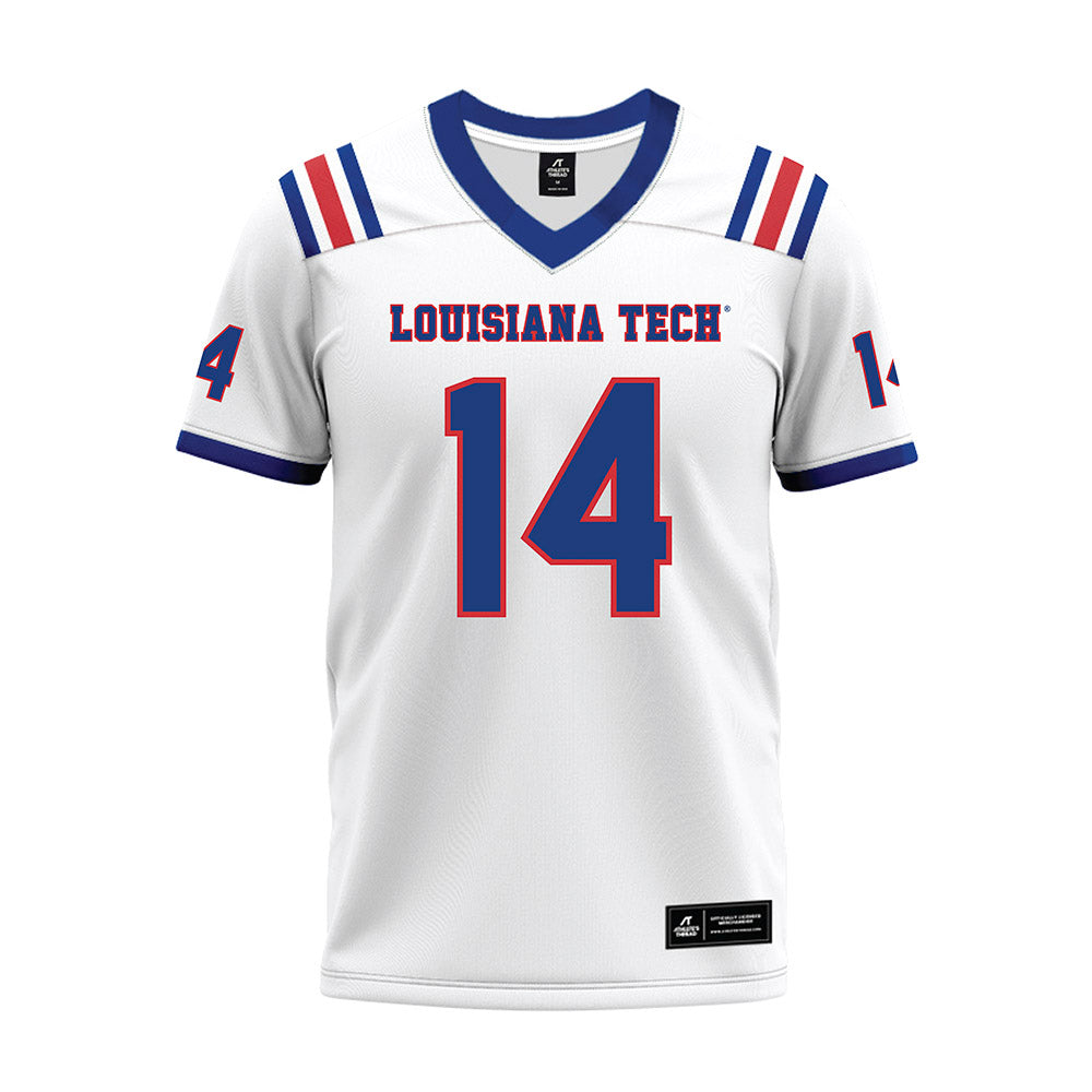 LA Tech - NCAA Football : Brady Vodicka - White Premium Football Jersey-0