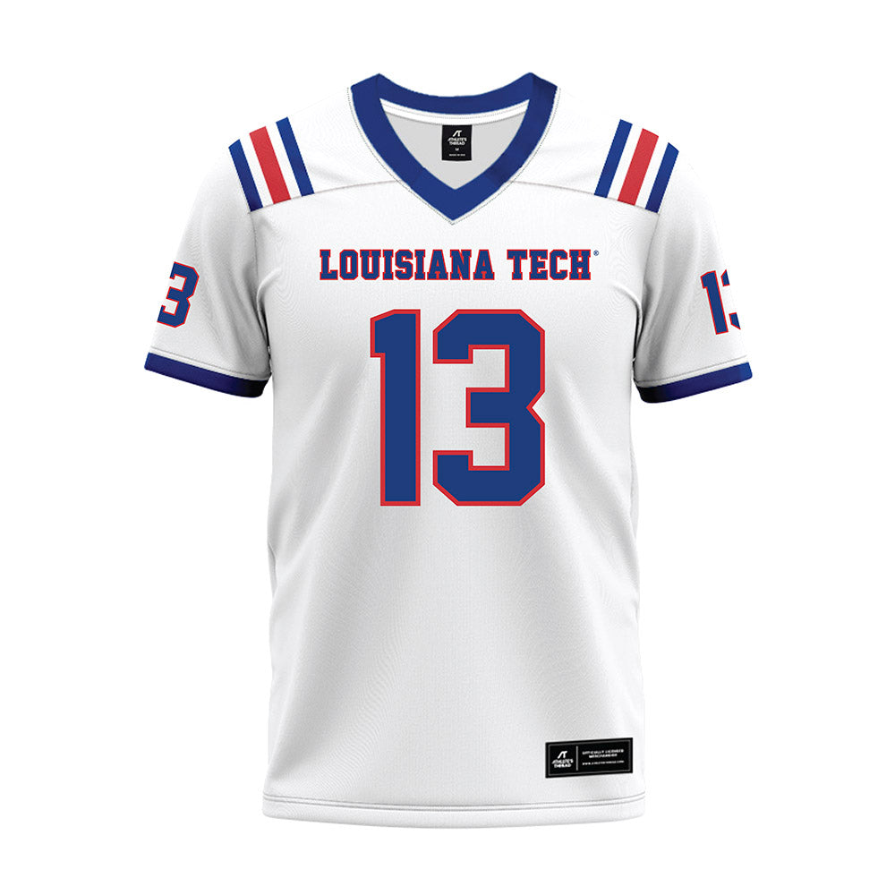 LA Tech - NCAA Football : Michael Kirby - White Premium Football Jersey-0