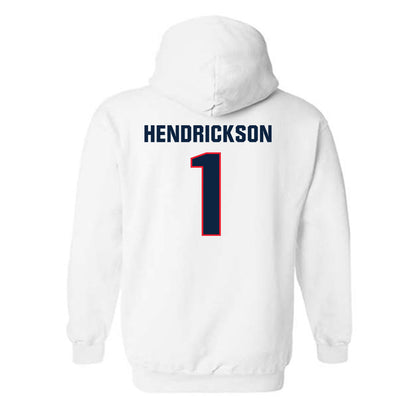 UConn - NCAA Men's Ice Hockey : Kam Hendrickson - Classic Shersey Hooded Sweatshirt-1