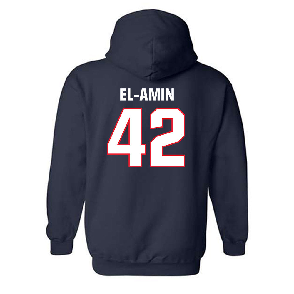 UConn - Men's Basketball Legends : Khalid El-Amin - Classic Shersey Hooded Sweatshirt-1