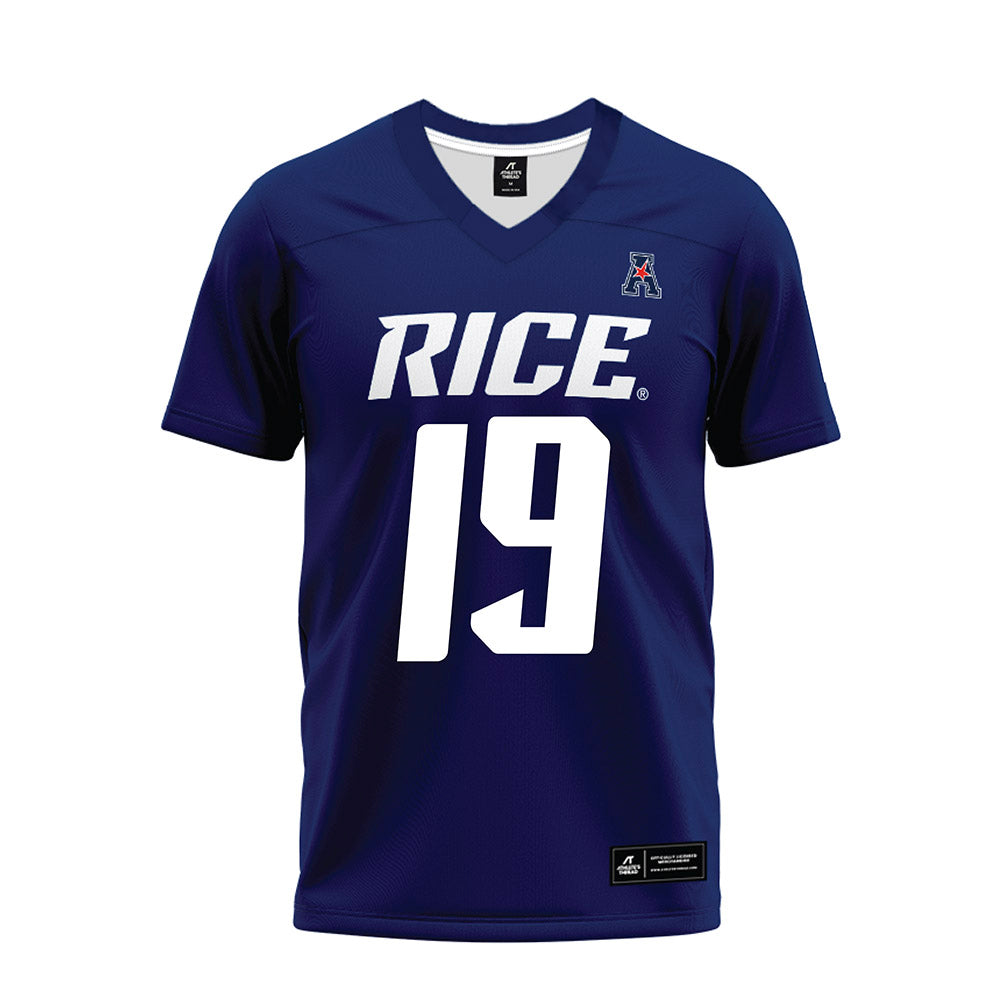Rice - NCAA Football : Jordan Clark - Navy Blue AAC Premium Football Jersey-0