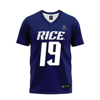 Rice - NCAA Football : Jordan Clark - Navy Blue AAC Premium Football Jersey-0