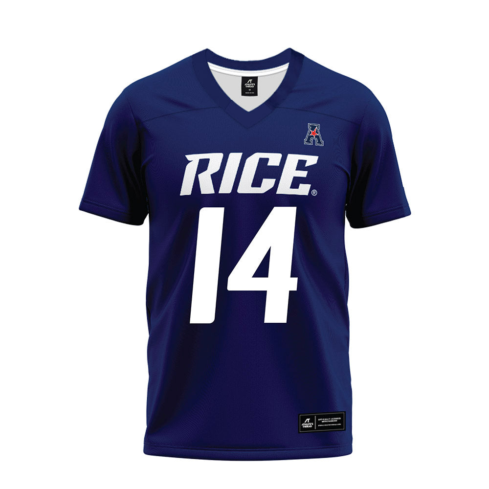 Rice - NCAA Football : Ayden Wilhelm - Navy Blue AAC Premium Football Jersey-0