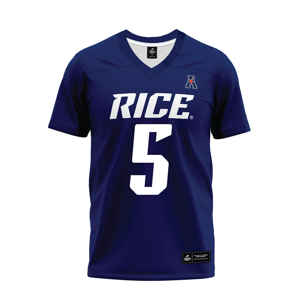 Rice - NCAA Football : Davis Lane - Navy Blue AAC Premium Football Jersey-0