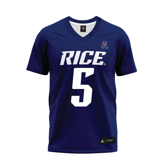 Rice - NCAA Football : Davis Lane - Navy Blue AAC Premium Football Jersey-0