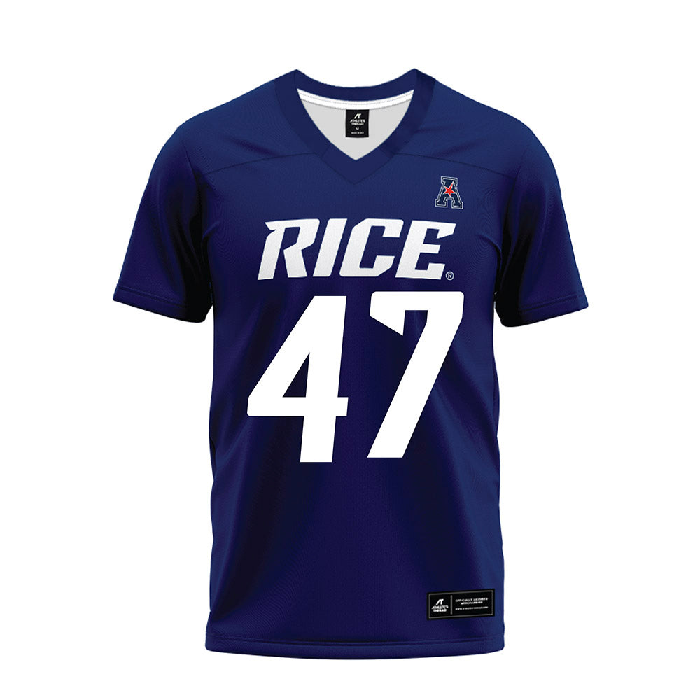 Rice - NCAA Football : Ty Thames - Navy Blue AAC Premium Football Jersey-0