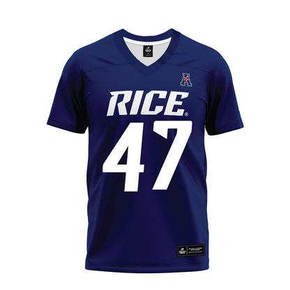 Rice - NCAA Football : Ty Thames - Navy Blue AAC Premium Football Jersey-0