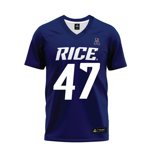 Rice - NCAA Football : Ty Thames - Navy Blue AAC Premium Football Jersey-0
