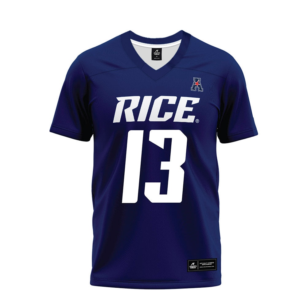 Rice - NCAA Football : Maxwell Mosey - Navy Blue AAC Premium Football Jersey-0