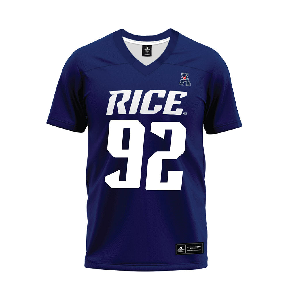 Rice - NCAA Football : Luca Akirtava - Navy Blue AAC Premium Football Jersey-0