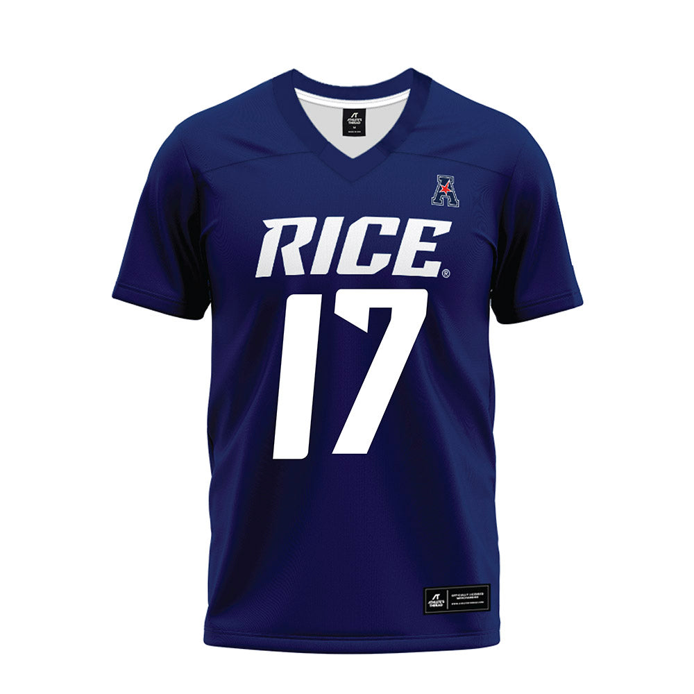 Rice - NCAA Football : Jake Renda - Navy Blue AAC Premium Football Jersey-0