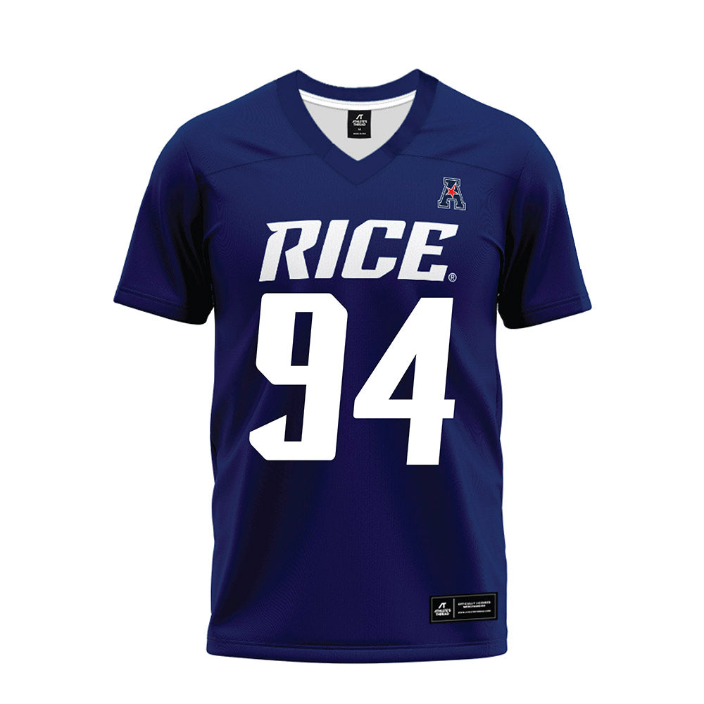 Rice - NCAA Football : Braden Bays - Navy Blue AAC Premium Football Jersey-0
