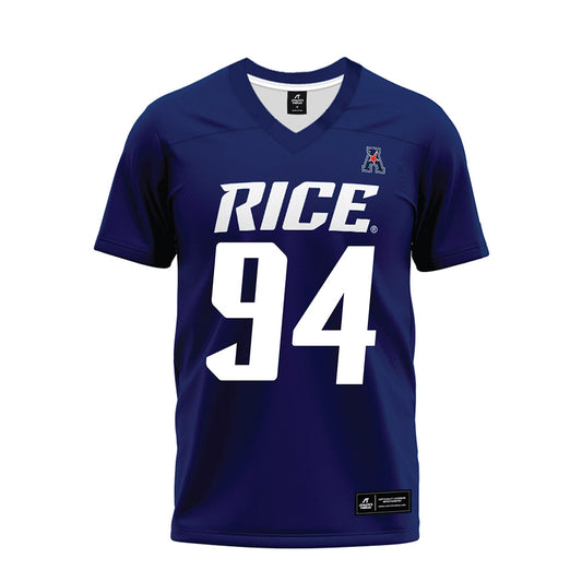 Rice - NCAA Football : Braden Bays - Navy Blue AAC Premium Football Jersey-0