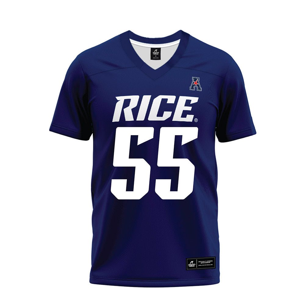 Rice - NCAA Football : CJ Witten - Navy Blue AAC Premium Football Jersey-0