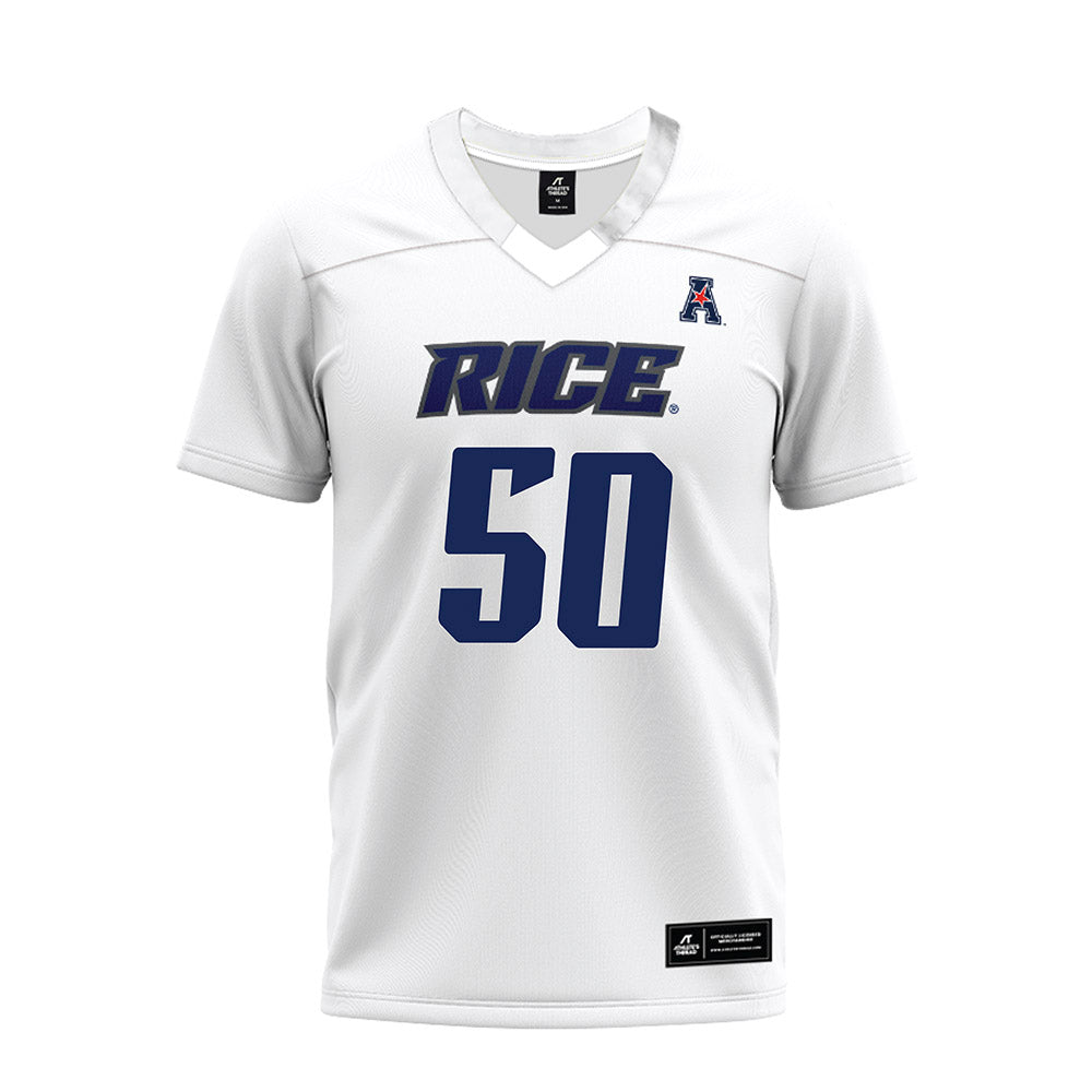 Rice - NCAA Football : Patrick Valent - White AAC Premium Football Jersey-0