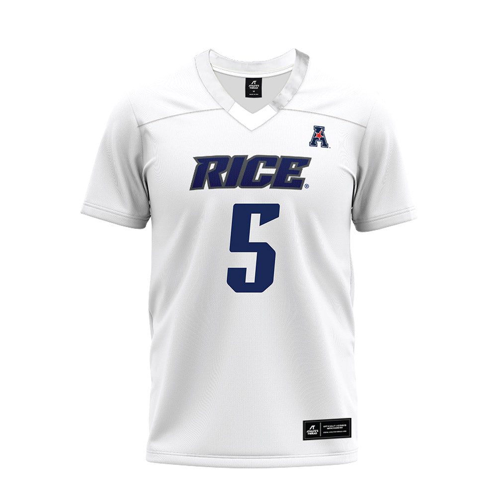 Rice - NCAA Football : Davis Lane - White AAC Premium Football Jersey-0