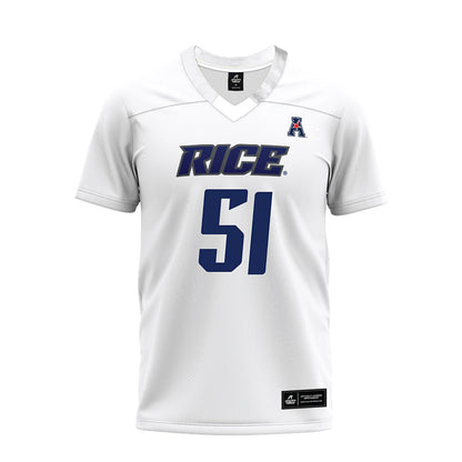 Rice - NCAA Football : Phoenix Derichsweiler - White AAC Premium Football Jersey-0