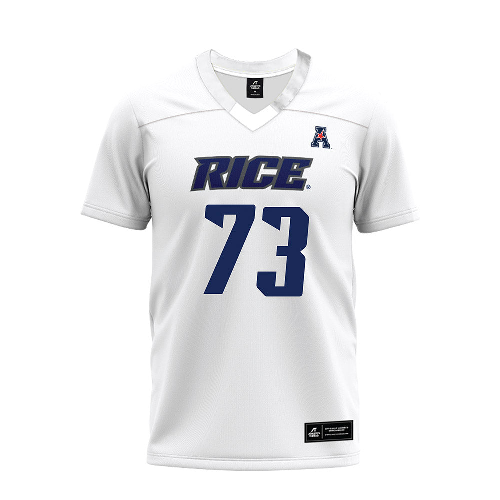 Rice - NCAA Football : Justin Michaelis - White AAC Premium Football Jersey-0