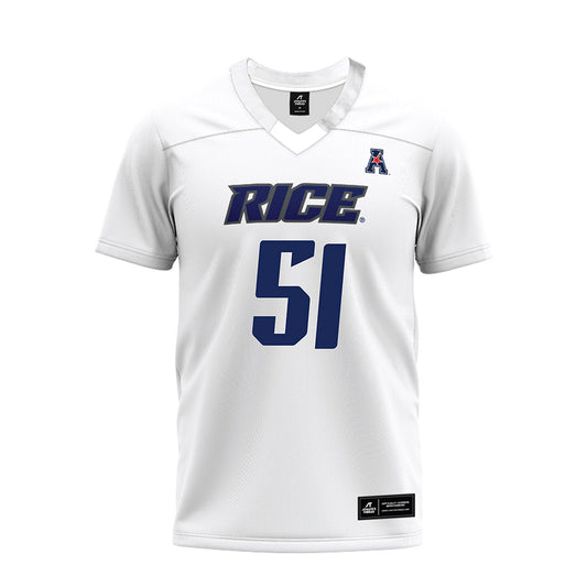 Rice - NCAA Football : Phoenix Derichsweiler - White AAC Premium Football Jersey-0