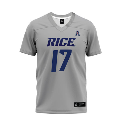 Rice - NCAA Football : Jake Renda - Mid Grey AAC Premium Football Jersey-0