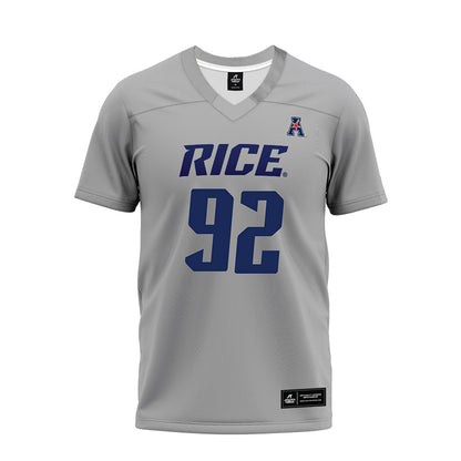 Rice - NCAA Football : Luca Akirtava - Mid Grey AAC Premium Football Jersey-0