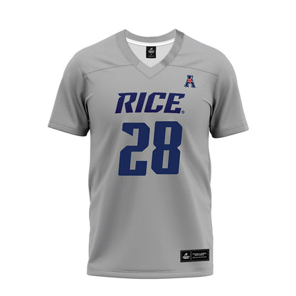 Rice - NCAA Football : D'Andre Hardeman Jr - Mid Grey AAC Premium Football Jersey-0