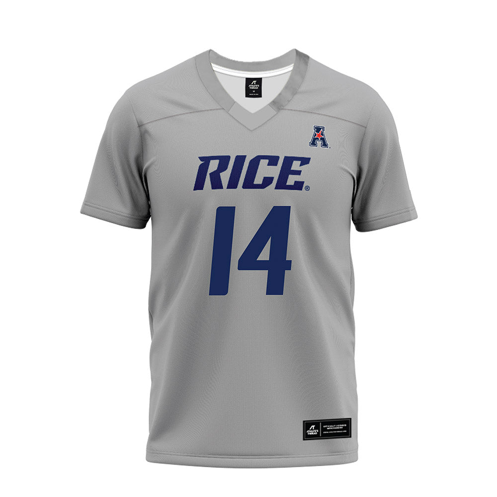 Rice - NCAA Football : Ayden Wilhelm - Mid Grey AAC Premium Football Jersey-0