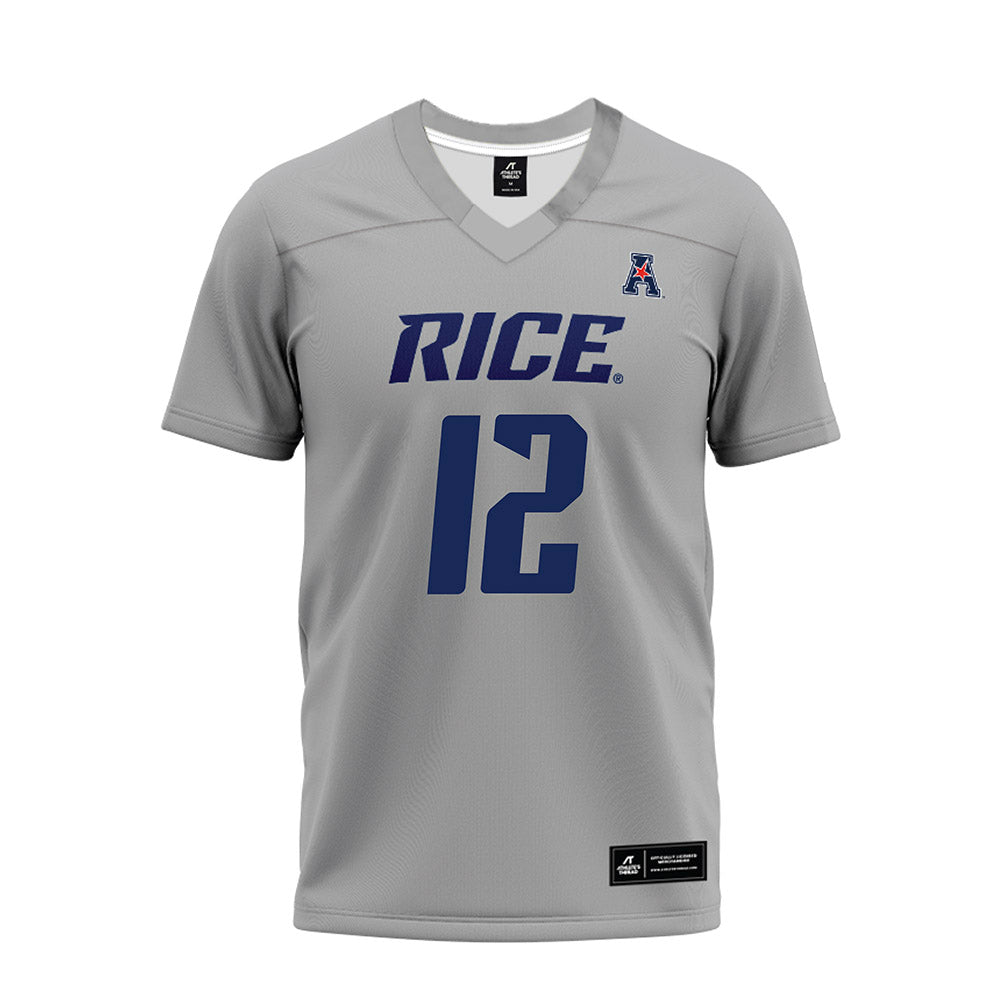 Rice - NCAA Football : Jamir Benjamin - Mid Grey AAC Premium Football Jersey-0