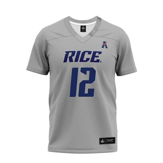 Rice - NCAA Football : Jamir Benjamin - Mid Grey AAC Premium Football Jersey-0