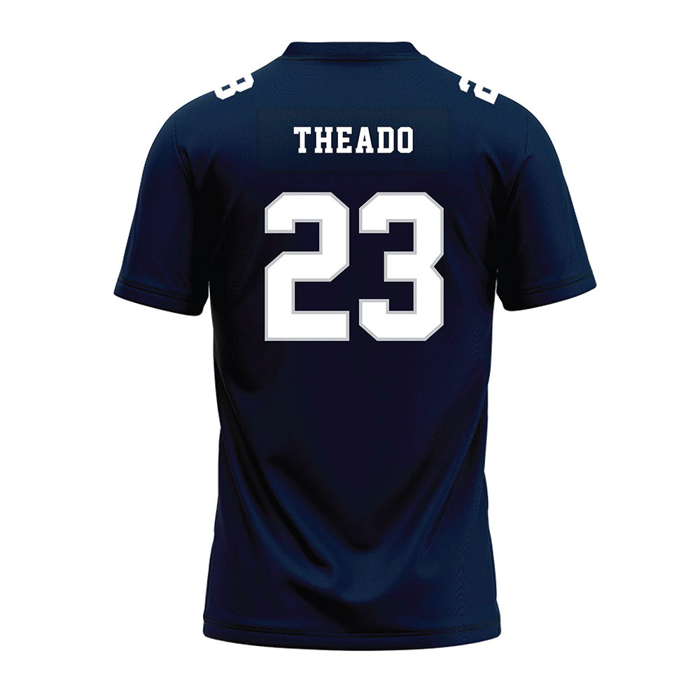 Samford - NCAA Football : David Theado - Navy Premium Football Jersey-1