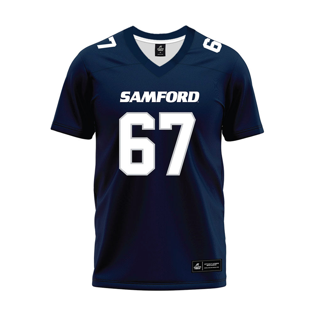 Samford - NCAA Football : Thayne Swenson - Navy Premium Football Jersey-0
