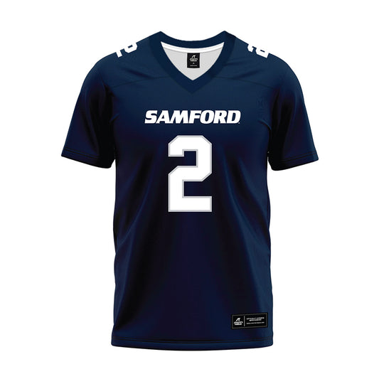 Samford - NCAA Football : Will Shields - Navy Premium Football Jersey-0