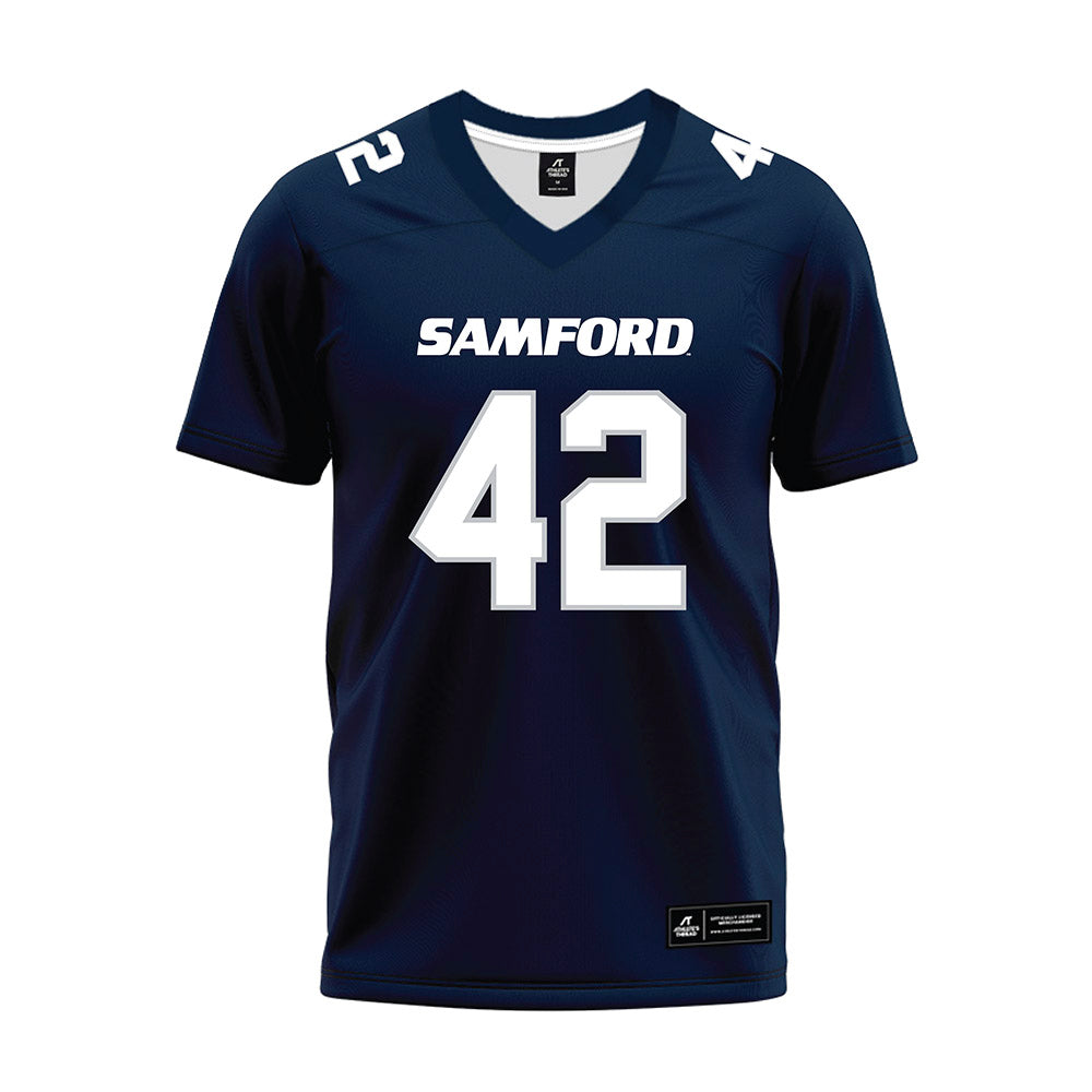 Samford - NCAA Football : Quinten Hall - Navy Premium Football Jersey-0
