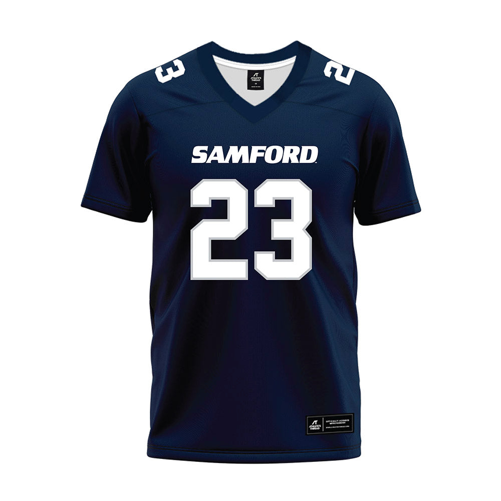 Samford - NCAA Football : David Theado - Navy Premium Football Jersey-0
