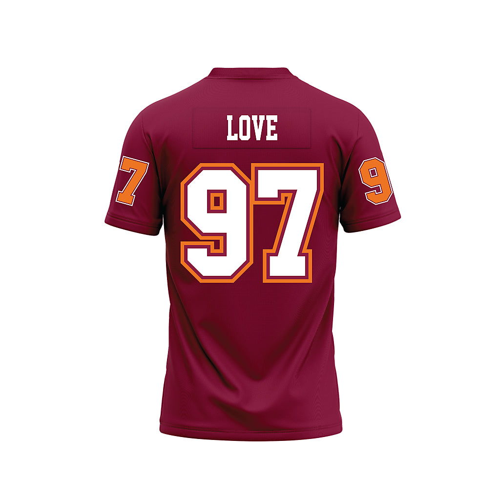 Virginia Tech - NCAA Football : John Love - Maroon Premium Football Jersey-1