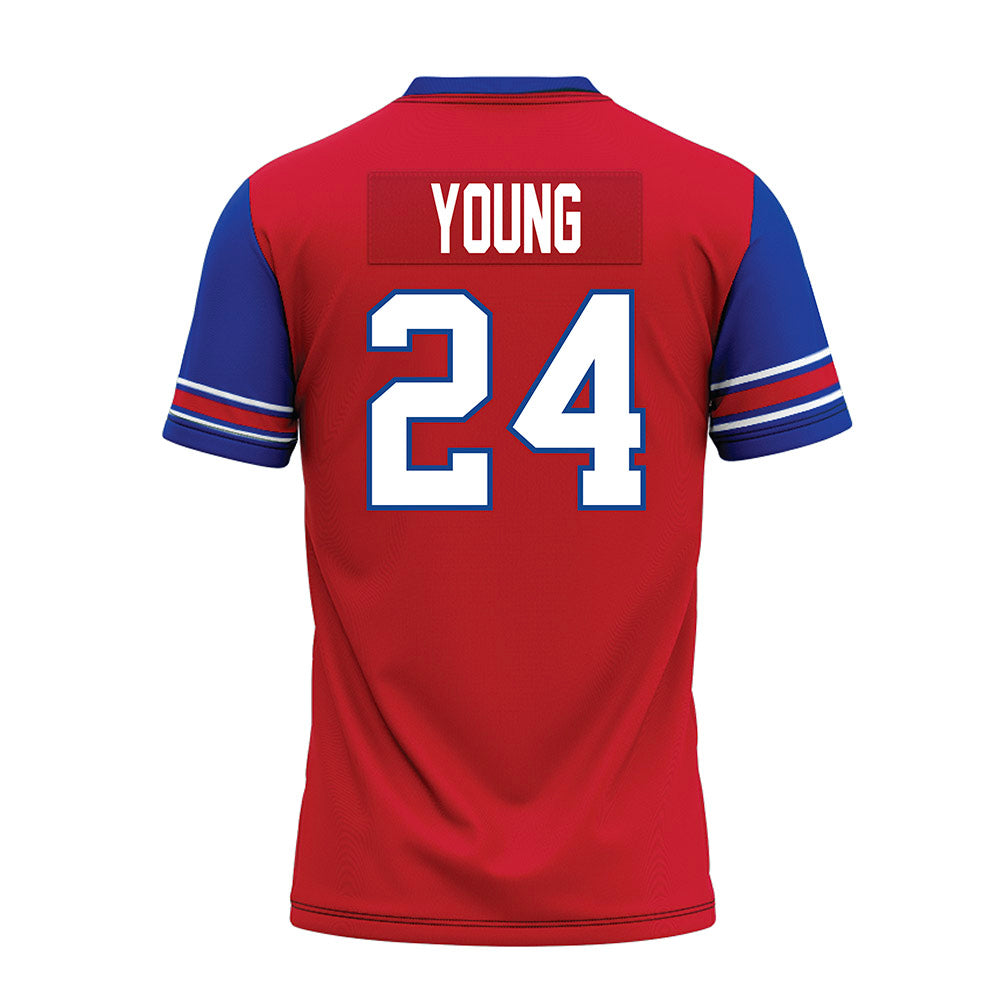 SMU - NCAA Football : Izayah Young - Red Premium Football Jersey-1