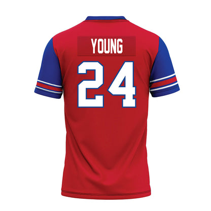 SMU - NCAA Football : Izayah Young - Red Premium Football Jersey-1
