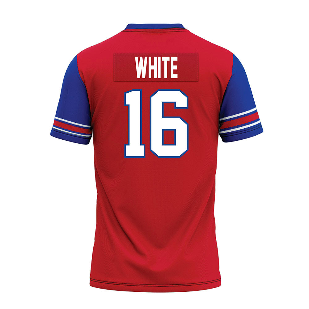 SMU - NCAA Football : Marques White - Red Premium Football Jersey-1