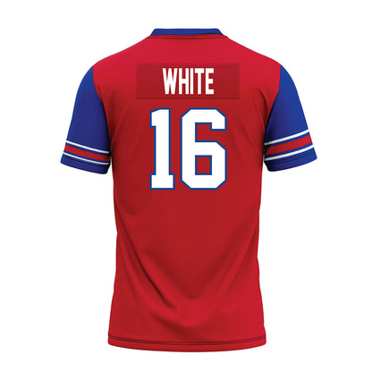 SMU - NCAA Football : Marques White - Red Premium Football Jersey-1