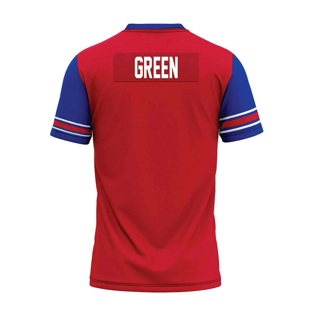 SMU - NCAA Football : Dramekco Green - Red Premium Football Jersey-1