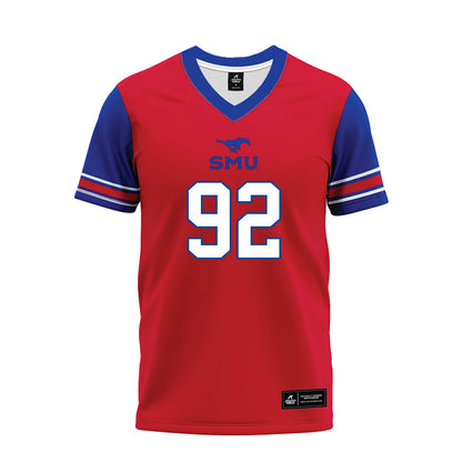 SMU - NCAA Football : Hudson Woods - Red Premium Football Jersey-0