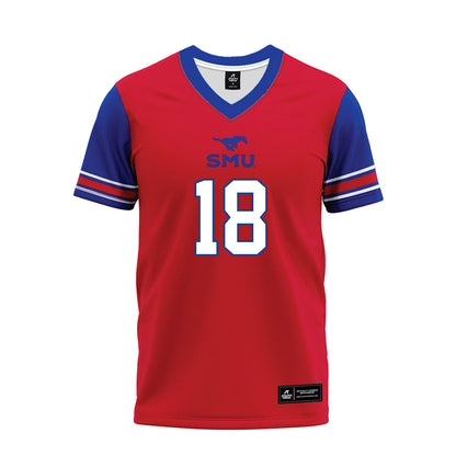 SMU - NCAA Football : KD Dotson - Red Premium Football Jersey-0